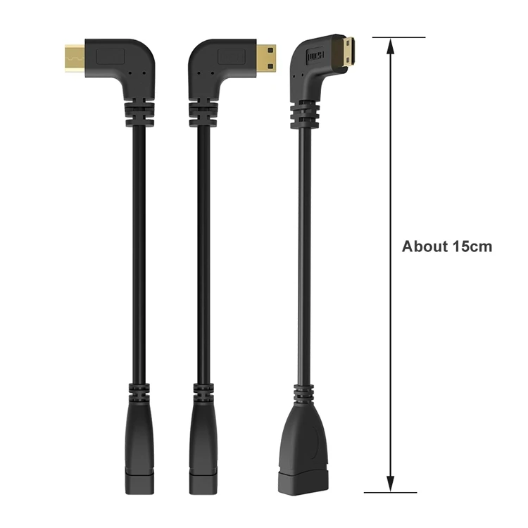 Gold Plated 90 Degree Right Angled Mini Hdmi To Hdmi Male To Female