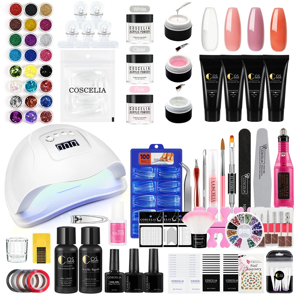 

Quick Build Color Top Base Sticker LED Lamp Brush Nail Poly Gel Polish Manicure Nails Art Decorations UV Gel Nail Extension Kit, As the picture show color nail gel