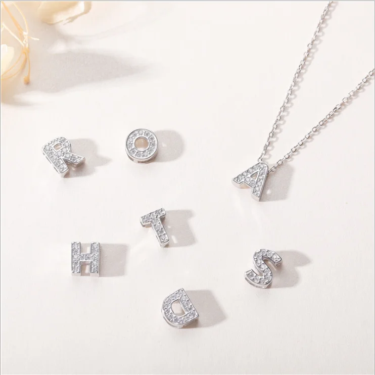 

customized alphabet A to Z initial 26 letters 925 sterling silver alphabet pendant