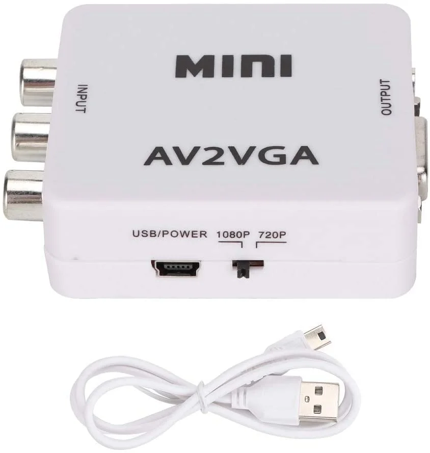 

Quality Mini VGA to Video Converter monitor av to vga video converter rca CVBS to vga adapter 1080P 60Hz with 3.5mm Audio