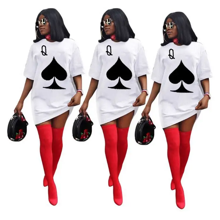 

Newest Design 2020 Fashion Women Clothing Printing Short Sleeve Ladies Sexy Dress Women Casual Plus Size T Shirt Dresses