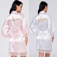 

Satin Silk Lace Bride Robe Wedding Robe Lace Bridal Robes With Lace