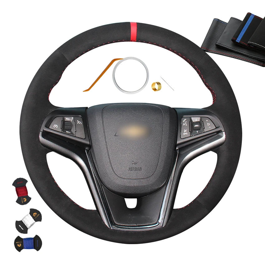 

Hand Stitching Sewing Black Suede Steering Wheel Cover for Chevrolet Camaro Malibu Volt 2011 2012 2013 2014 2015
