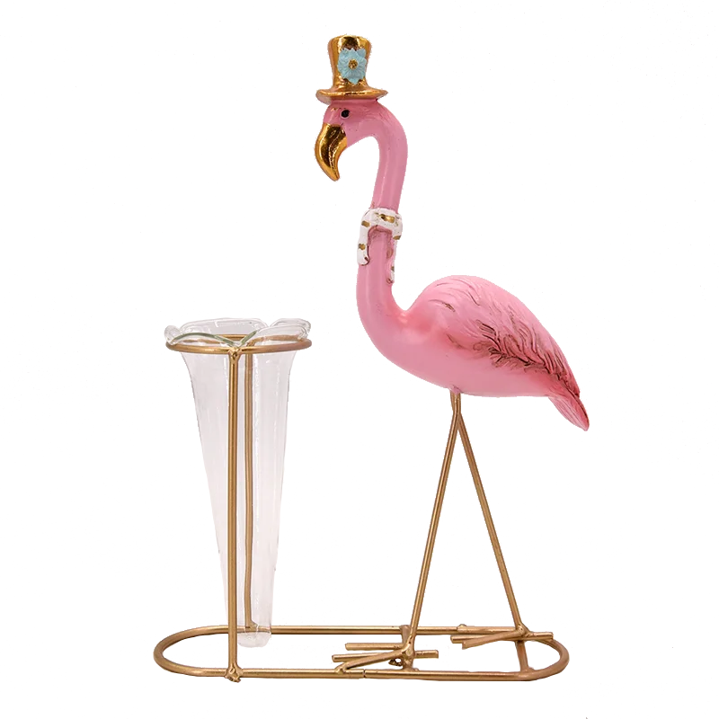 
In promotion resin christmas figurine Flamingo with Glass Vase for home decoration items  (62299348935)