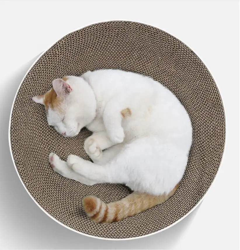 

Cute Pink Round Scratcher Corrugated Cat Scratcher Rest Sleeping Cat Nest, Photo