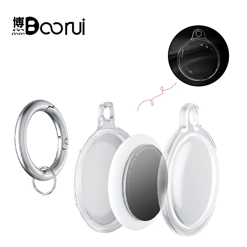 

BOORUI transparent protective shell for airtags tpu case waterproof design dog accessories for airtag bag case with key ring