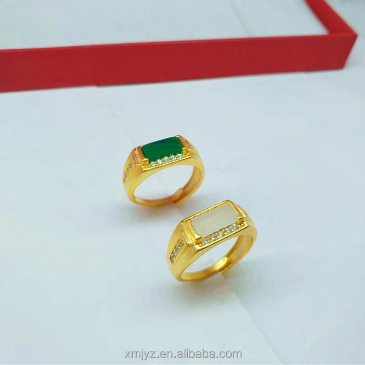 

Cross-Border Supply Gold Plated Gemstone Round Ring Brass Electroplated Imitation Gold Jewelry Factory Direct Sales Ladies Ring