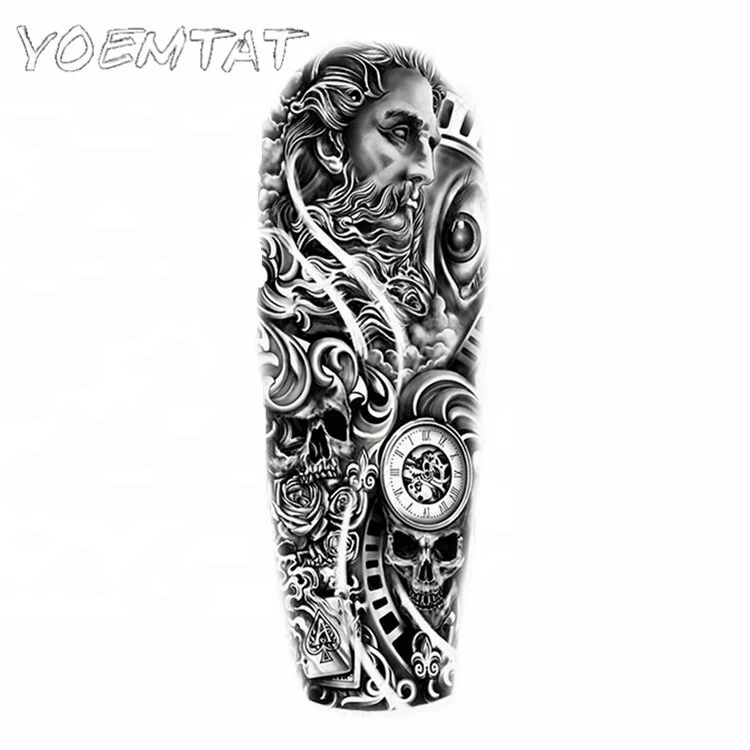 

2021 New style artificial tattoos eyes rose totem design tatoo full arm art temporary tattoo sticker, Cmyk