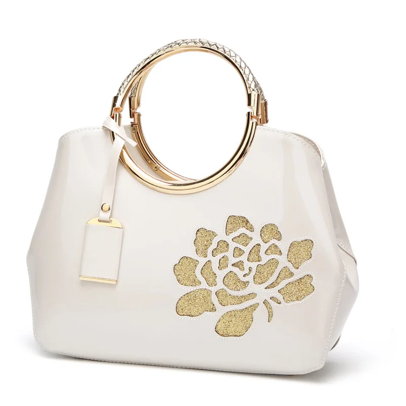

Patent leather Glossy shell shopping bag wedding handbag 2021