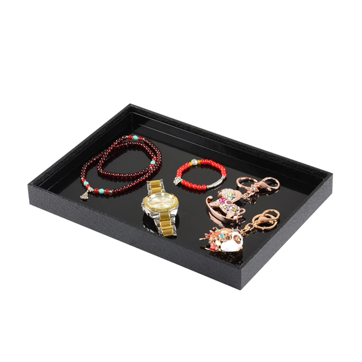 

leather velvet wood jewelry tray display inserts black organizer stackable