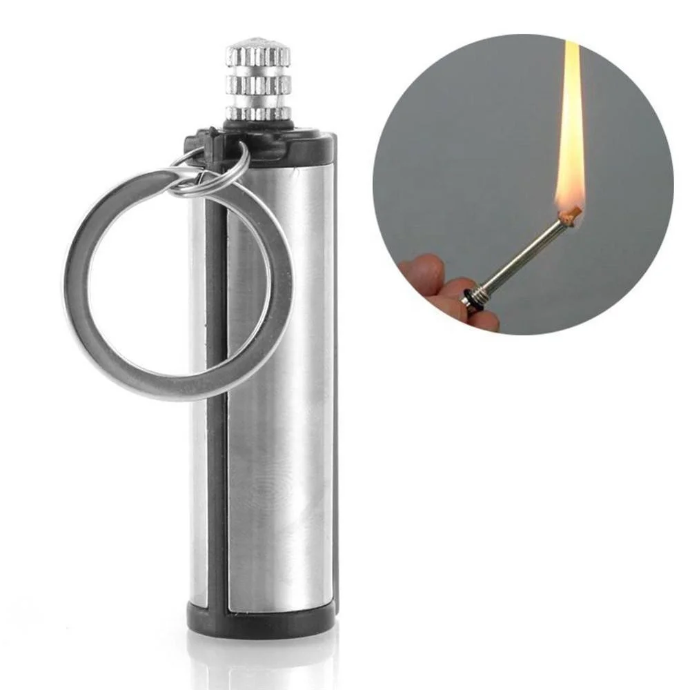 

New arrival Camping Metal Match Fire Starter Gas Oil Flints Lighter With KeyChain