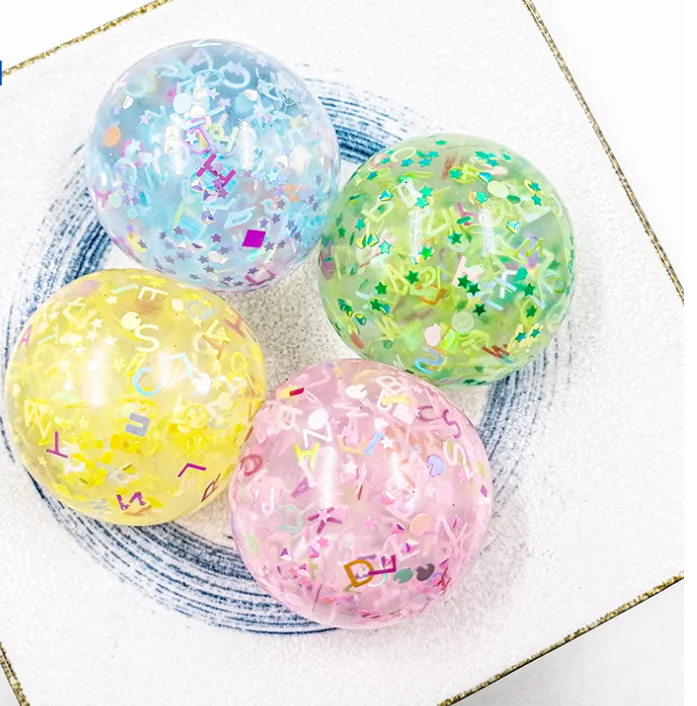 

TPR Letters sequins squeeze vent toy fidget toy anti-stress ball water beads squishy stress ball for kids adults anxiety