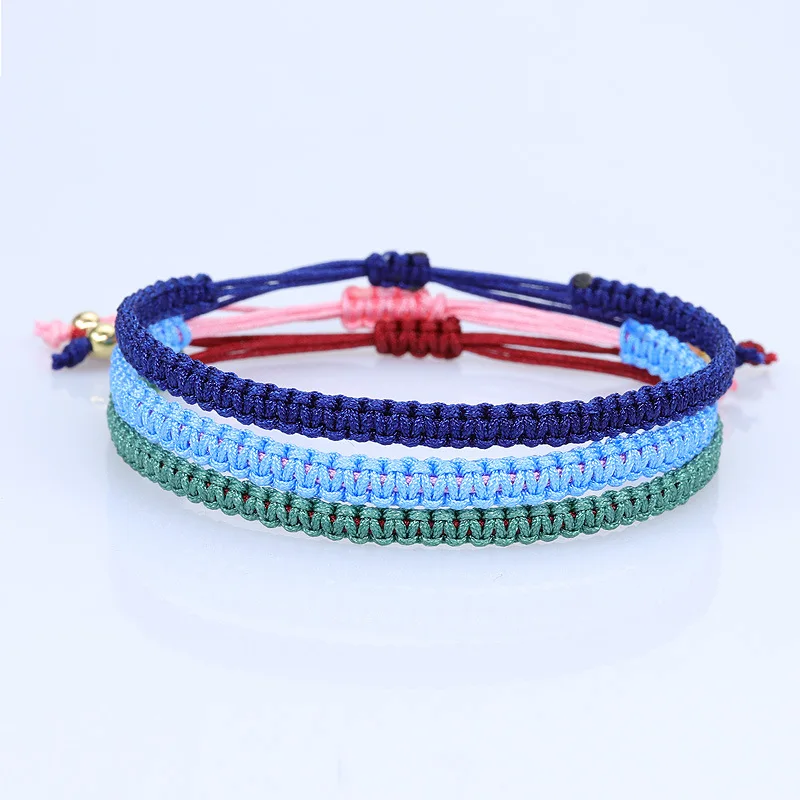 

Korea Style Flat Knot Adjustable Friendship Women Multi-Color Handmade Jewelry Woven Jade Thread Rope String Brainded Bracelets, 20 colors