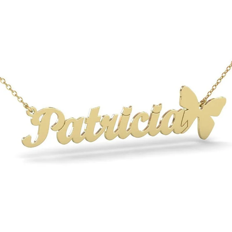 

Hovanci 18K Gold Plated butterfly name necklace personalised Initial Necklace Jewelry