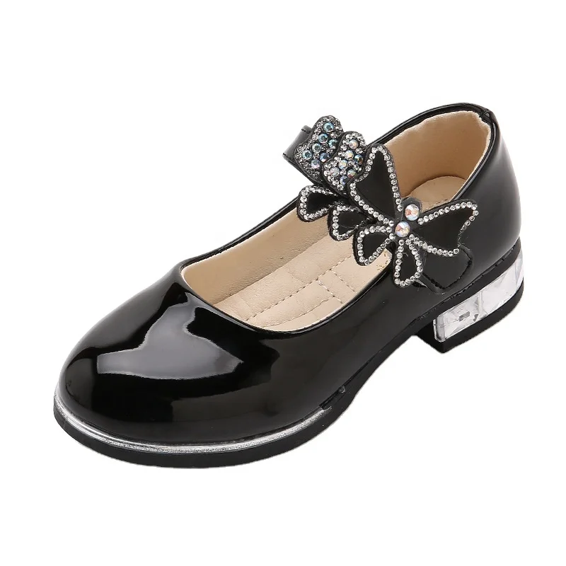 

Thick-heeled low-cut girls shoes halter leather high heels prom dress shoes party, Black/pink/white