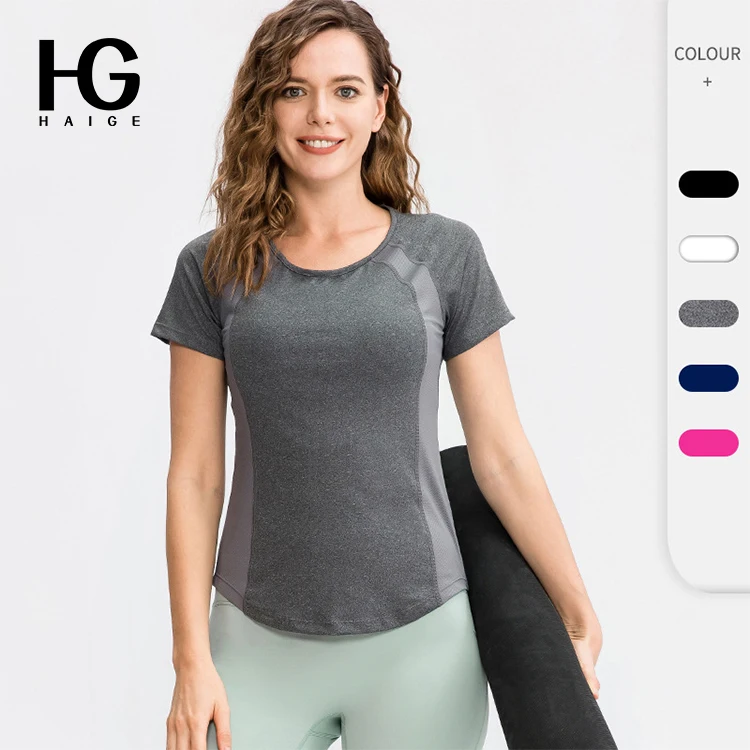 

Custom Yoga Shirts Short Sleeve T-Shirt High Elastic Women Shirt Yoga Outfit Wear Seamless Yoga Shirt For Running Fitness