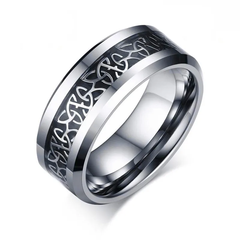 

Trendy Tungsten Carbide Men's Ring Carbon Fiber Material Black Gun Plated Men Jewelry 8mm Ring Matte Wedding Band Ring