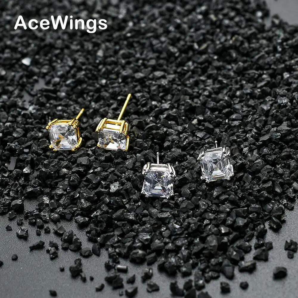 

E014 bling bling CZ earrings Men Brass setting zircon stud earrings hip hop bling blilng iced out