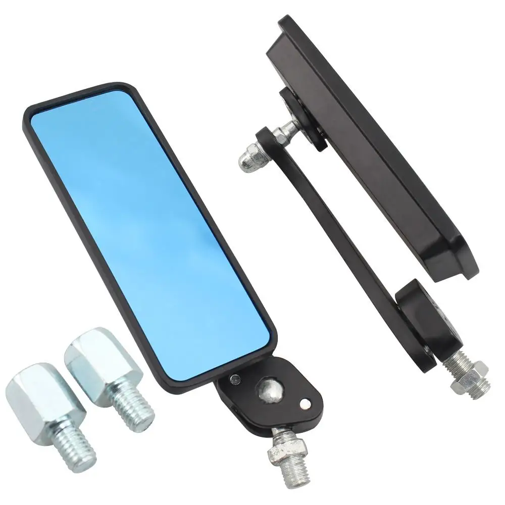 Black Anti Glare Rectangle Rearview Handlebar Mount Side Mirrors 8MM 10MM For Cafe Racer Bobber Chopper Motorcycle Parts