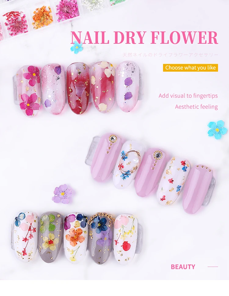 12pcs 3d Art Real Nail Art Dry Flower For Personal Beauty Diy Buy Nail Art Dry Flower Dried Flowers For Nail Art Real Dried Dry Flowers 3d Nail Art Decoration Design Product On