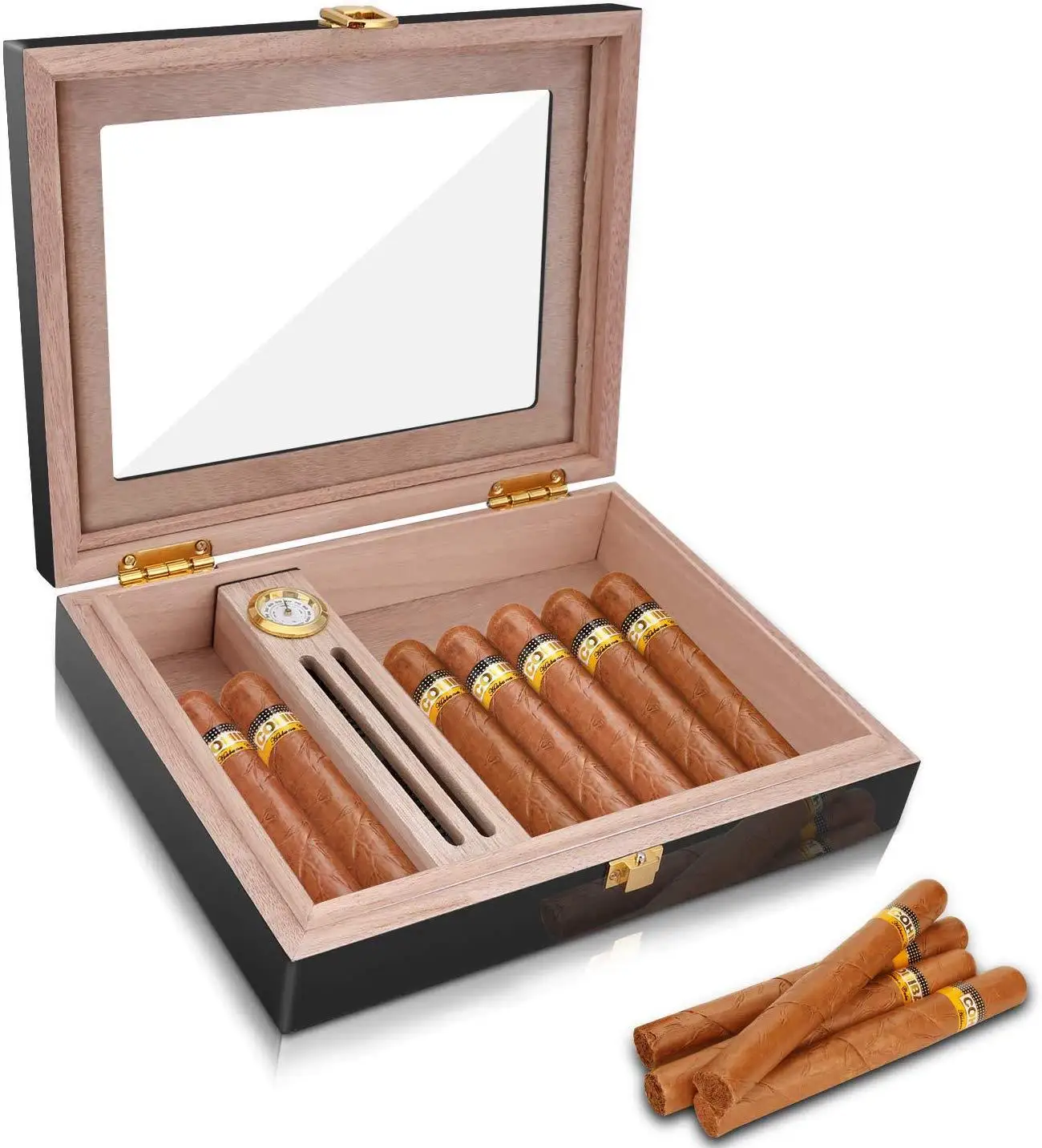 

Solid Wood Cigar Humidor Box Case Wooden Cigar Humidor, Customized color