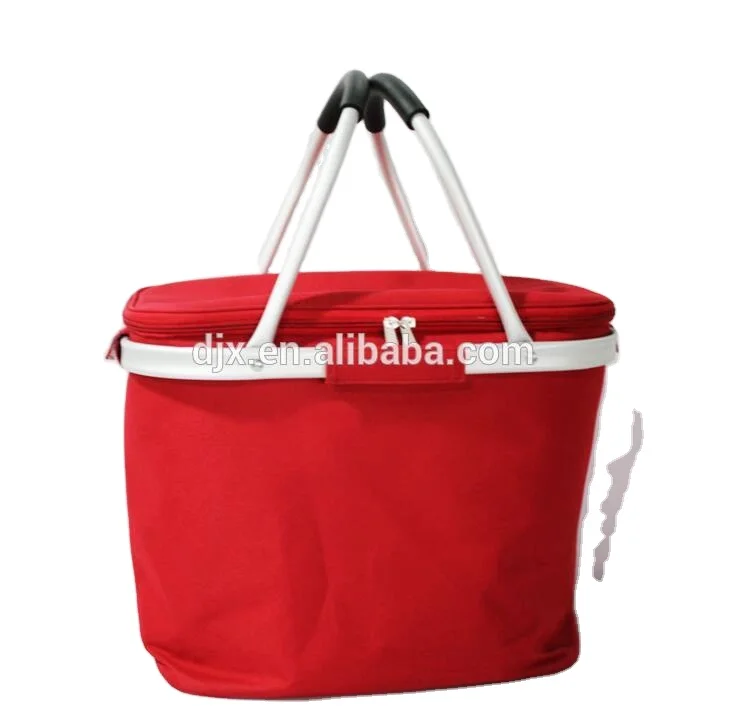 

Folding Picnic Basket Insulated Cooler Shopping Bag for Outdoor Camping Hiking Insulated Market Basket or Picnic thermal Tote, Same as pictures or customized