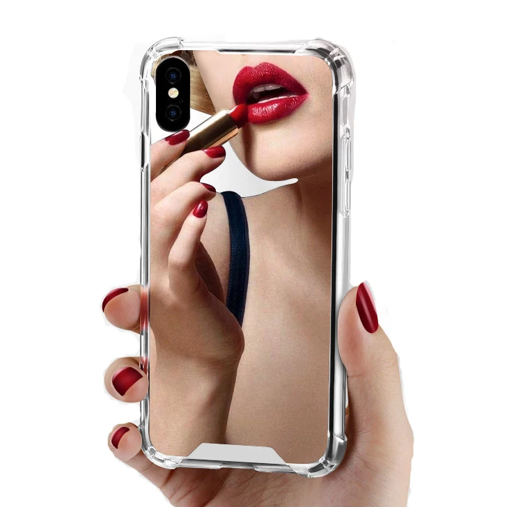 Hot Selling Mirror Case for Samsung Eyelash Case Make Up Case with Light Mirror for iphone X 11