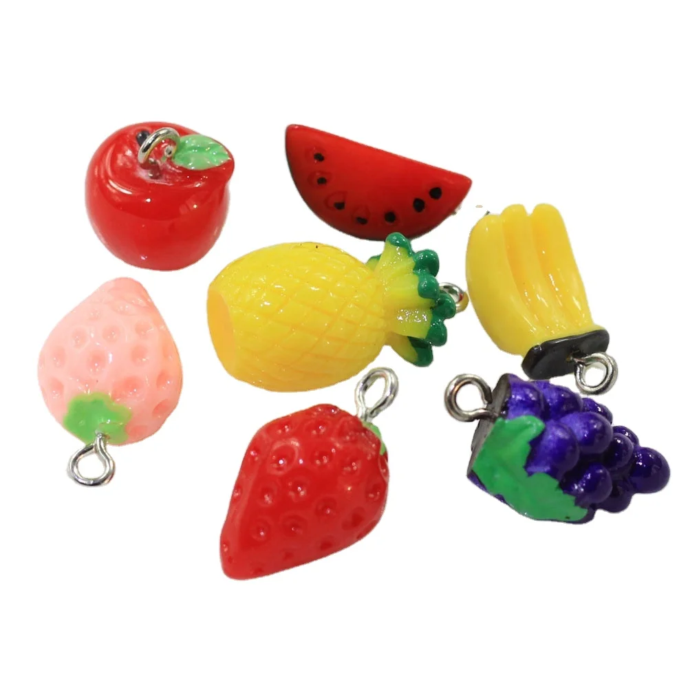 

Fruit Charms for Keychain Necklace Earring Pendant Mini Resin Simulation Plastic Cute 3D  Fruie Party Children's,women's, Same as photo
