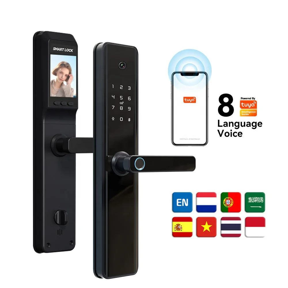 

Eseye WIFI Tuya APP Face ID Door Lock with Fingerprint Code Rfid Card and Key