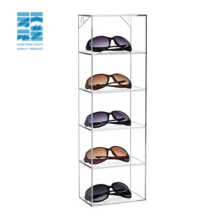 

Modern Clear Acrylic Wall Mounted Storage Organizer Rack / 5 Shelf acrylic Sunglass display rack