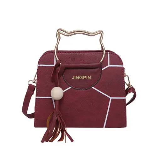 

Diagonal cross small square fashion cat ear metal handle PU leather shoulder ladies bag, Red,pink,black,gray