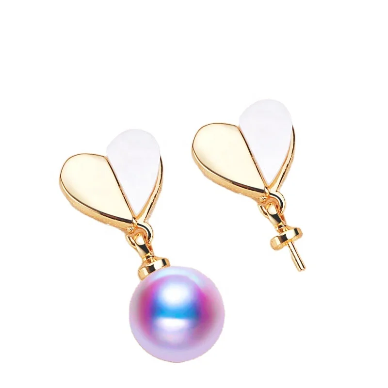 

Wholesale Pearl earrings mountings flower design ear hook mounts Whole body gold plating No.72
