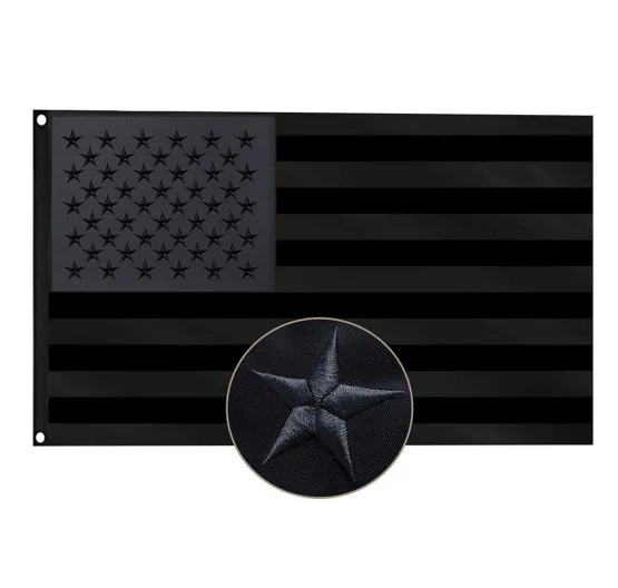 

Wholesale Custom Flag With Brass Grommets 3x5 Outdoor Black US Flag Double Stitched Polyester All Black American Flag