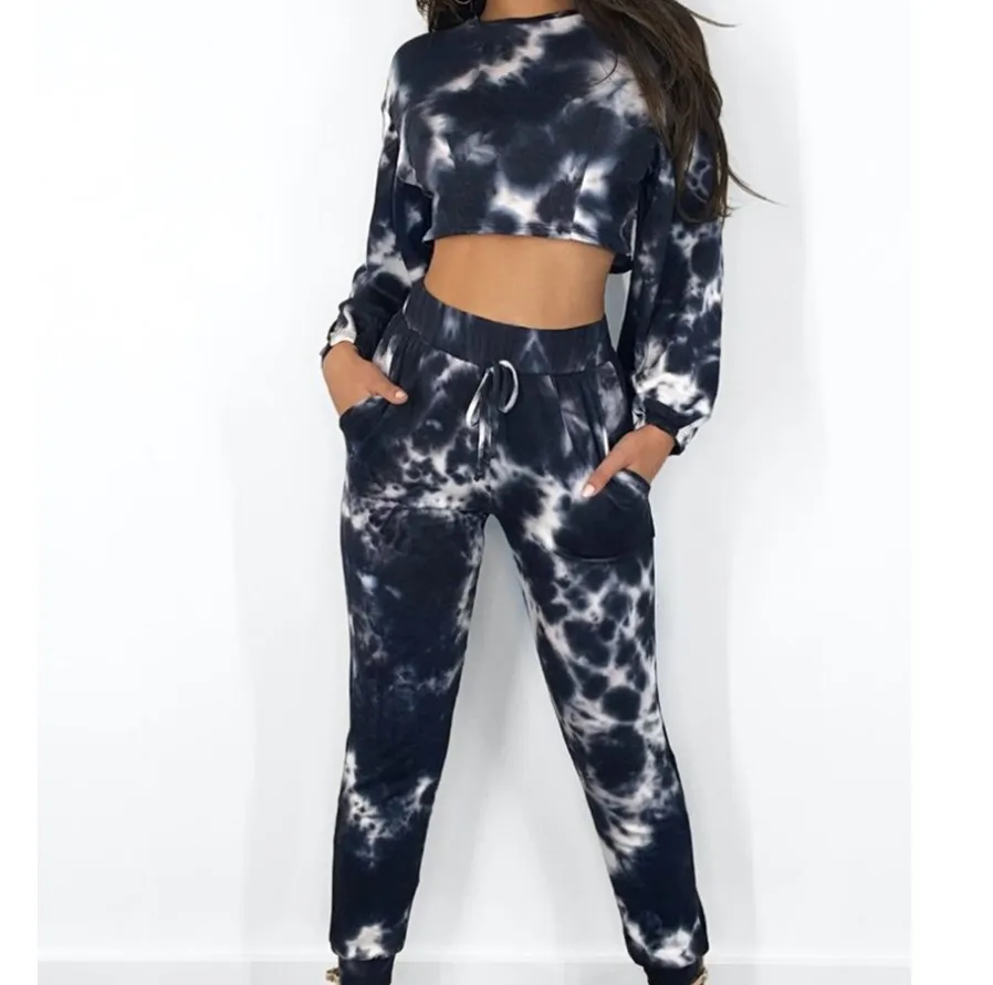 

wholesale two piece sweat suit women sets crop cotton female custom logo top quality sweatsuit, Custom color