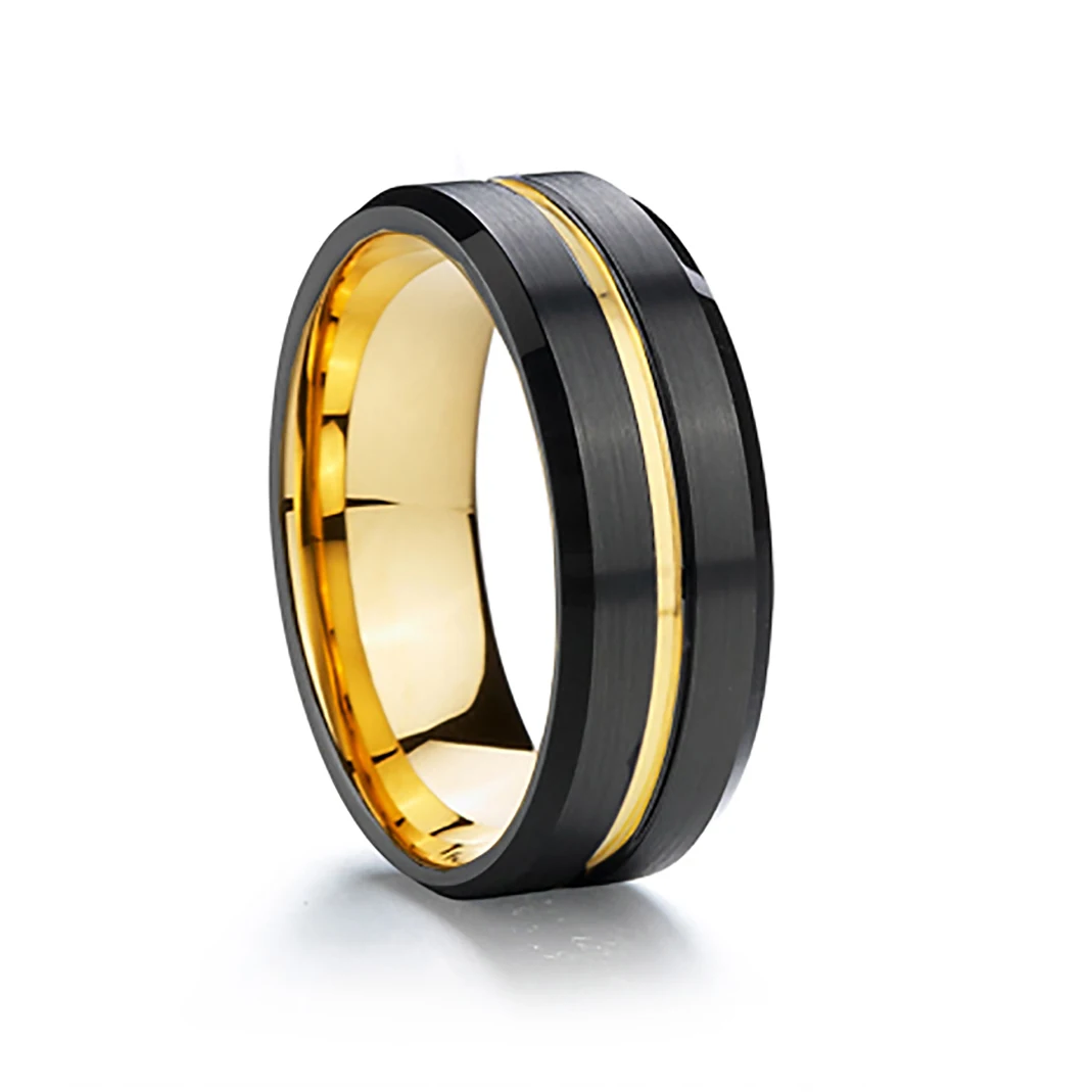 Wholesale Custom Titanium Jewelry Stainless Steel Ring 18k Gold Plated Wedding Band Tungsten Carbide Men Rings