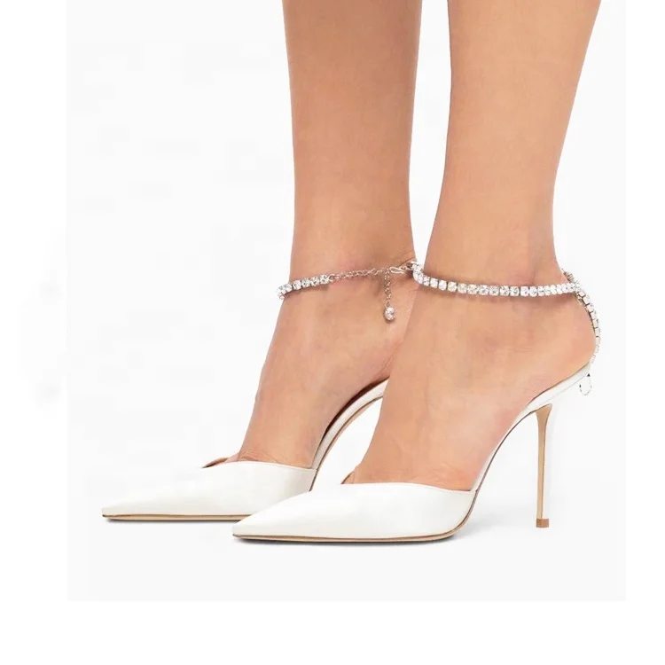 

Classic Fashion Pointed Toe Stiletto High Heels Shoes Women Shiny Diamonds Buckle Close Toe Women Sandals Dress Shoes, Black,white,pink,lilac