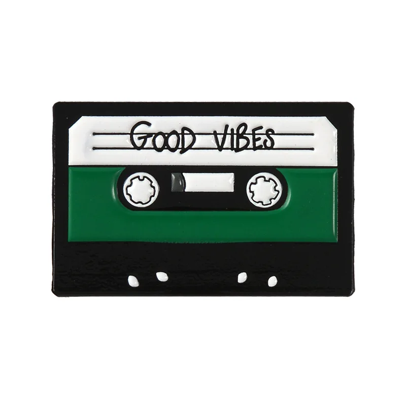 

Good Vibes ! Retro Tape Enamel Pin Cassette Tape Brooches Metal Brooch Fashion Music tape Pins Badge Gift for Women Men Children, Colorful