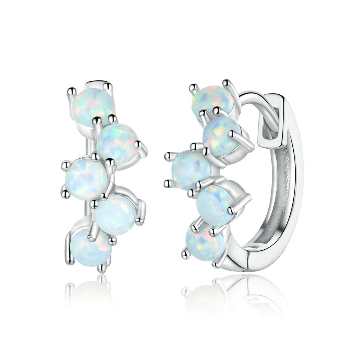 

Blue opal gemstone women jewelry 925 silver hoop earring
