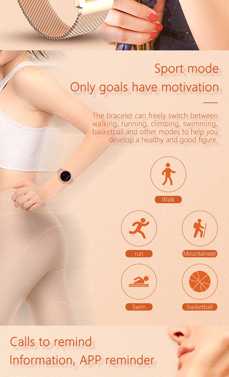 2020 Fashion Lady Smart Watch M3 Heart Rate Blood Pressure Oxygen Full Touch Waterproof Women Similar KW10 KW20 DT96 Smartwatch