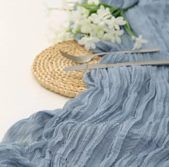 

Dusty Blue Cheesecloth Table Runner 13.3ft Boho Gauze Cheese Cloth Table Runner Rustic Sheer Runner 160inch Long for Wedding