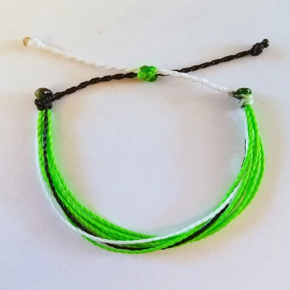 

Mental health awareness bracelet green adjustable string cord bracelet