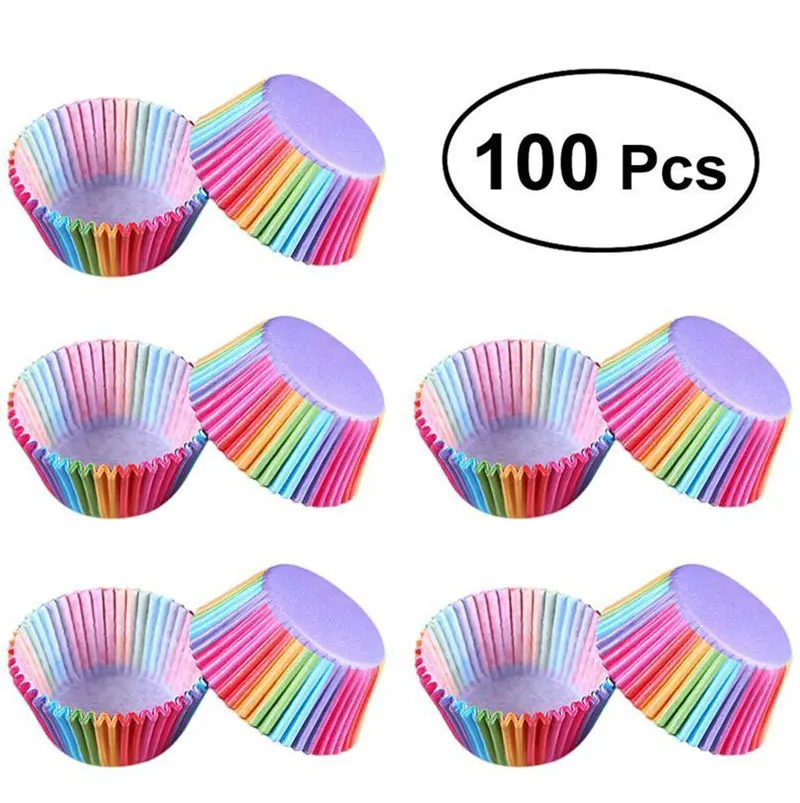 

Box of 100 Colorful Cupcake Rainbow Cake Paper Case Muffin Box Baking Cup Liner Cake baking rainbow colored paper cups, Colors