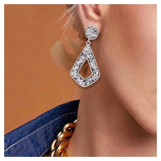 

New Design Fashion Elegant Rhinestone Plated Geometric Earrings Jewelry