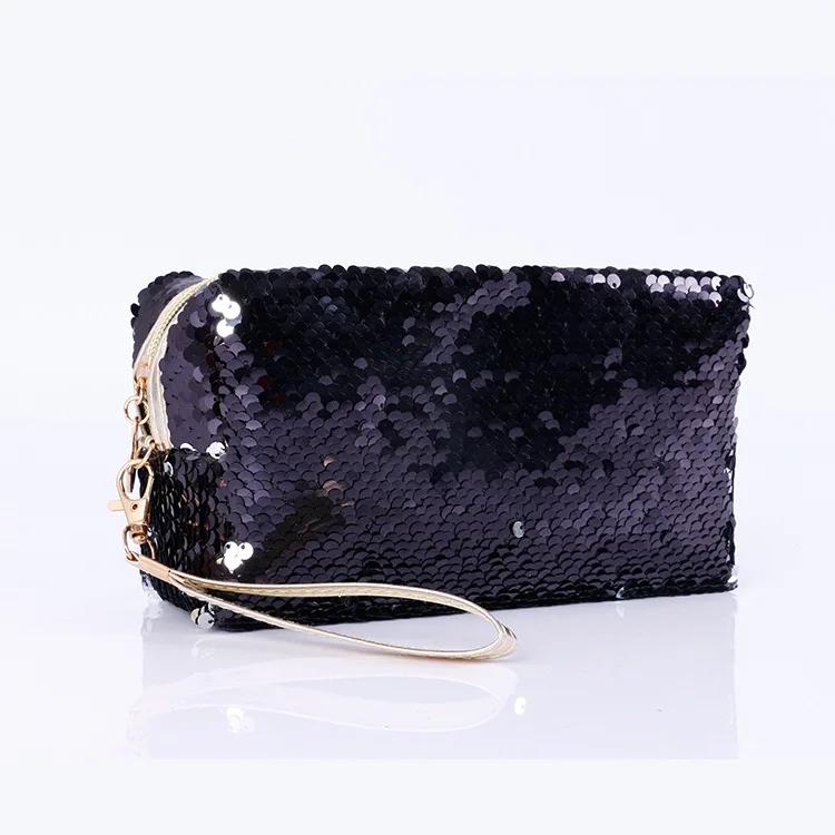

Fashion Sequin Glitter Portable Cosmetic Bag Organizer Holder Small Makeup Case Travel Storage Beauty Wash Zipper Women Girl Box, Colors