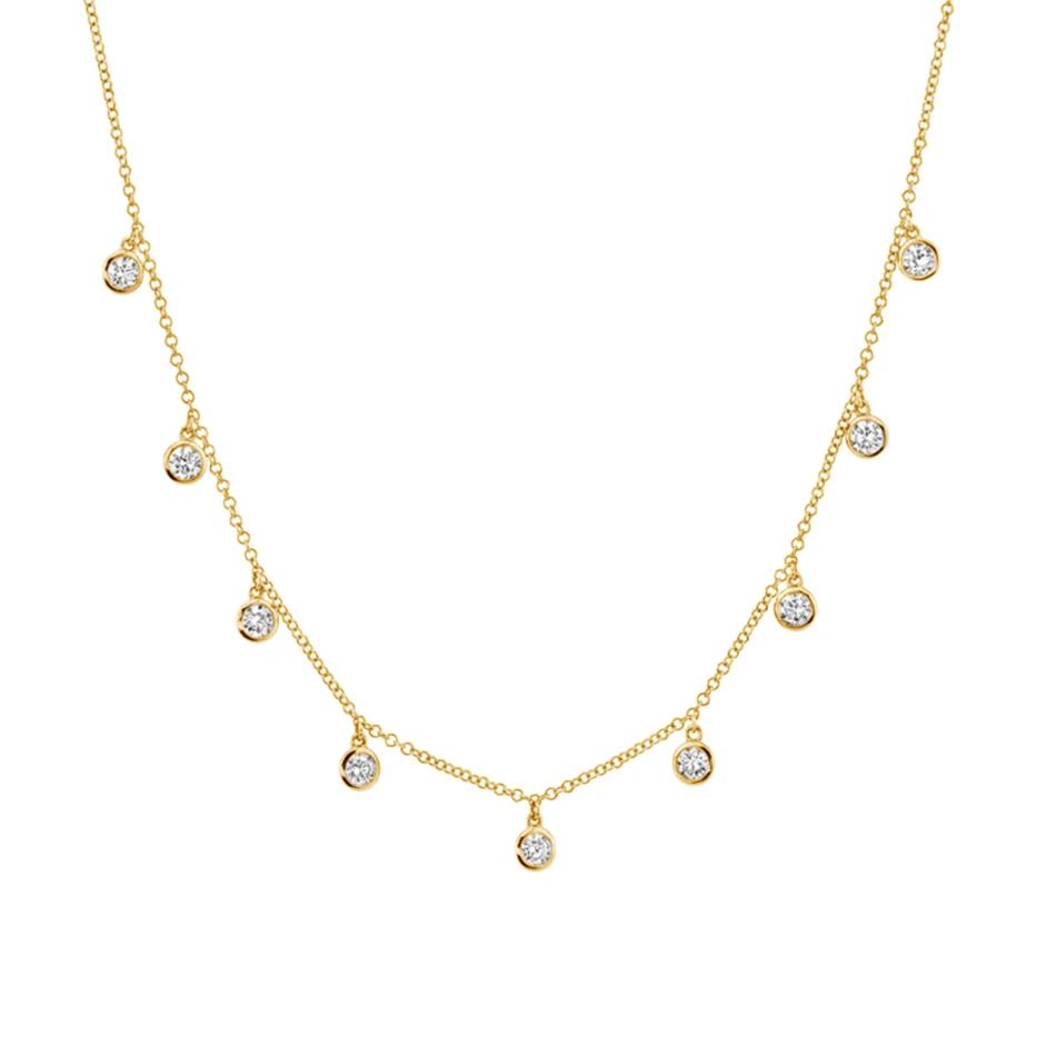 

Luxury Band 925 Sterling Silver Jewelry wholesale 14K gold Plated Cubic Zircon Charms necklace For Women
