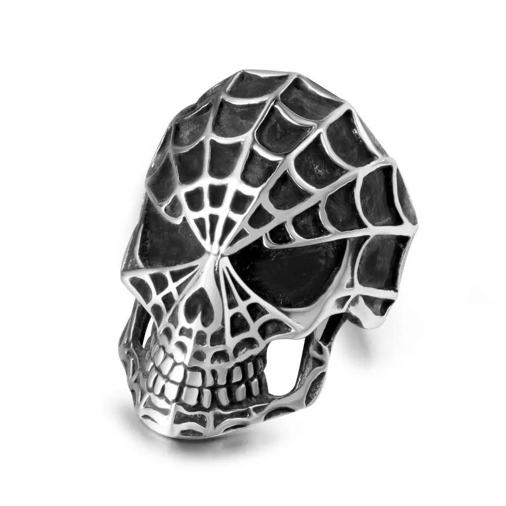 

Punk jewelry stainless steel dainty spider man skull finger ring