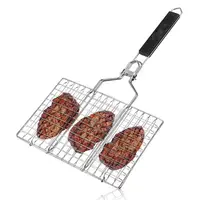 

Stainless Steel Chrome plated BBQ grill wire basket for Meat Fish