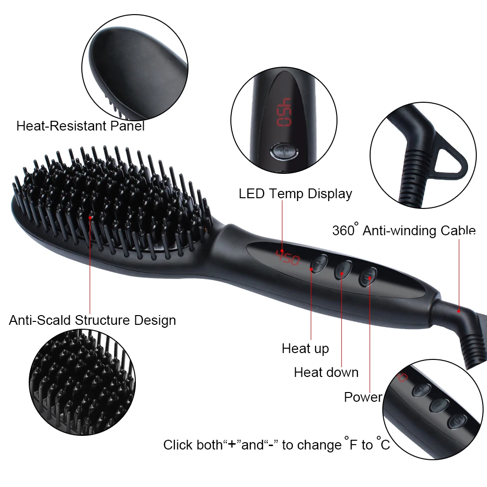 
Private Label Fast Hair Straightener Brush CE/ROHS Multifunctional Electric Comb Hair Beard Straightener Tourmaline Ceramic Iron  (62225328555)