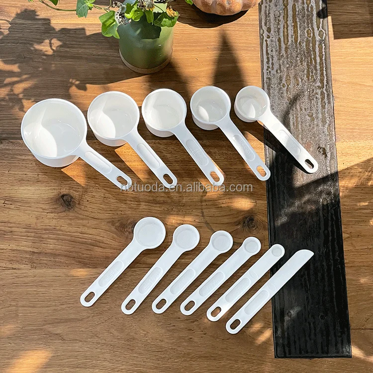 

11 Pcs Measuring Cup White Plastic Measuring Cups and Spoons Set for Baking Coffee Kitchen Measuring Tool