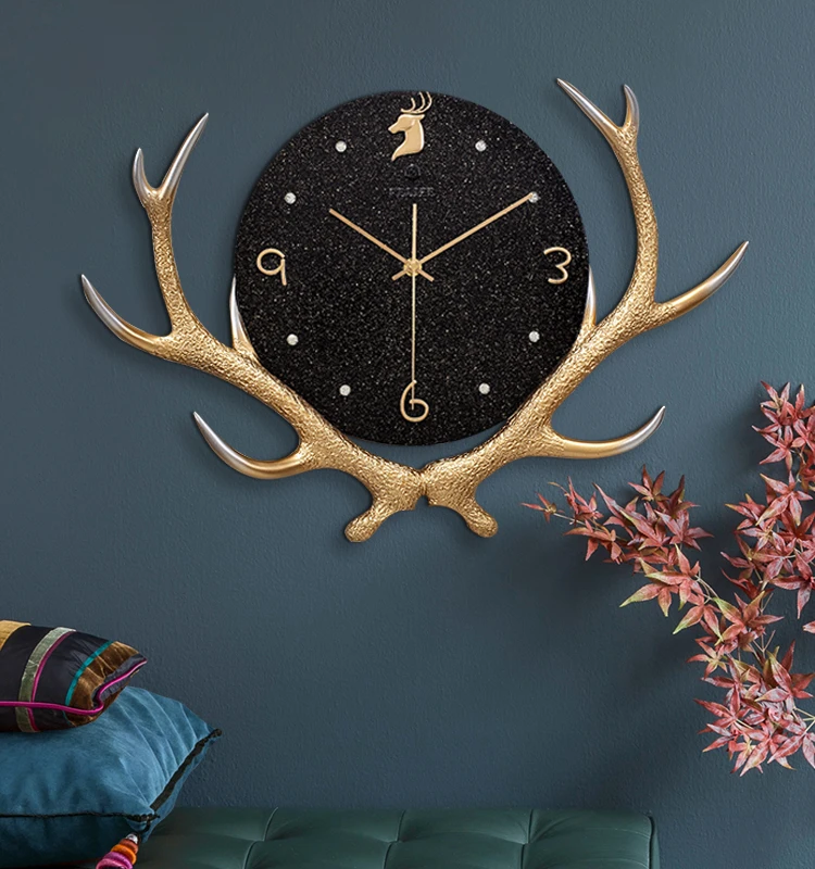 Relife Hotsale Factory Deer Gold White Black Art Wall Clock 100